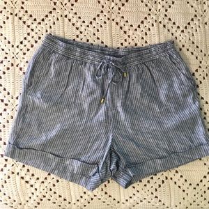 Blue and white striped shorts